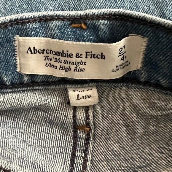 Abecrombie & Fitch The '90s Straight Ultra High Rise Curve Love Denim Sz 27 - Picture 4 of 7